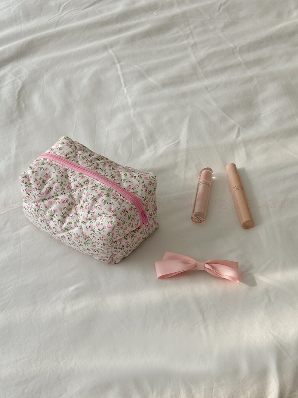 Pink Little Floral Makeup Toiletry Bag