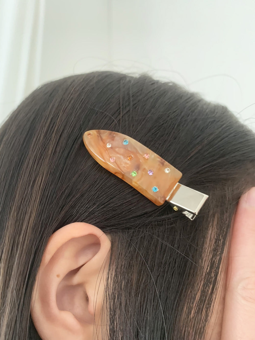 Duckbill Side Clip Colored Diamond Acetate No-Crease