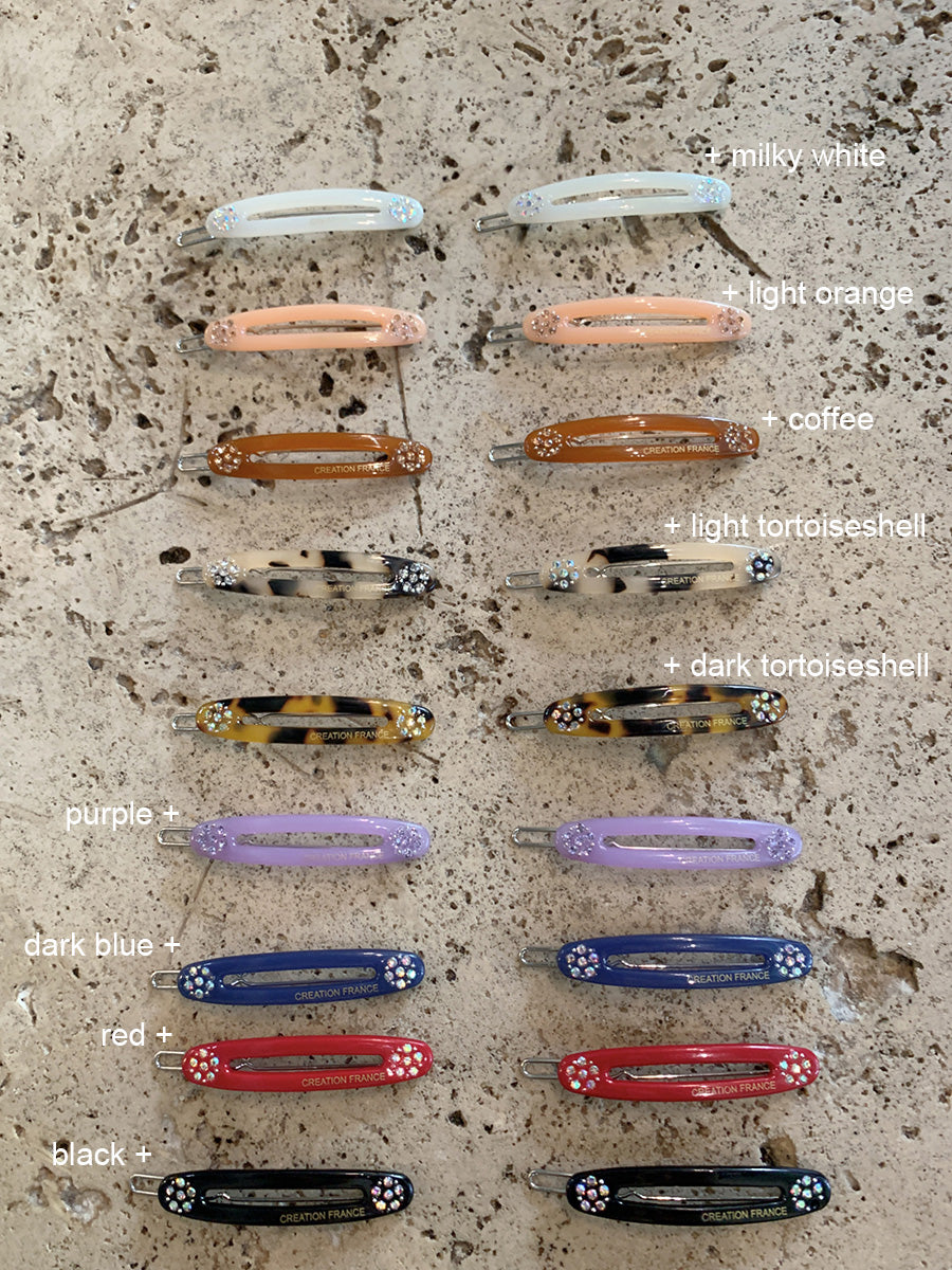 Hair Side Clips Oval Diamante Flower