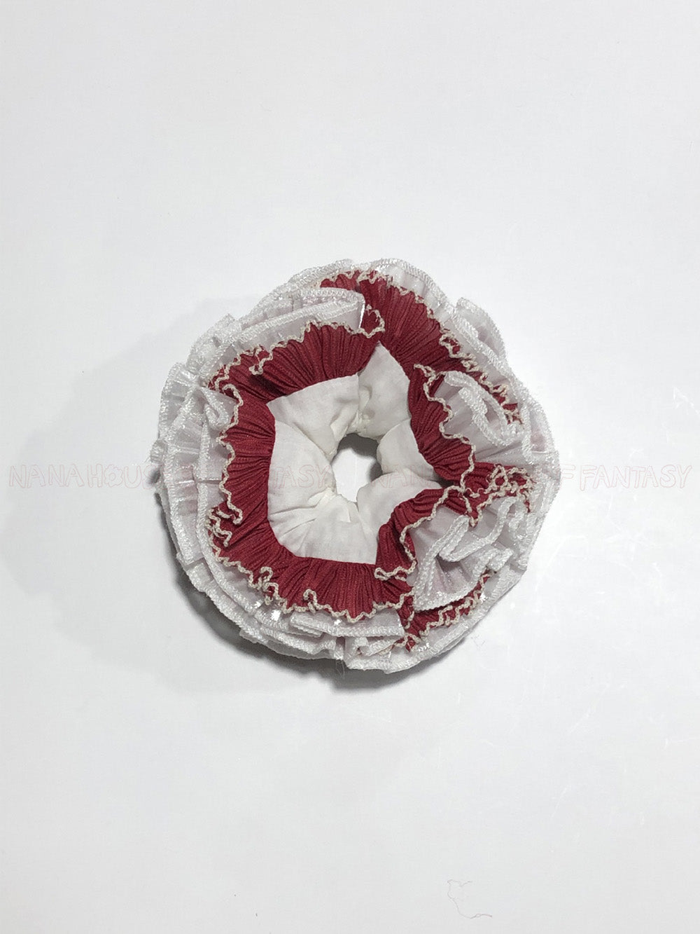 French Holiday Handmade Red And White With Lace Trim
