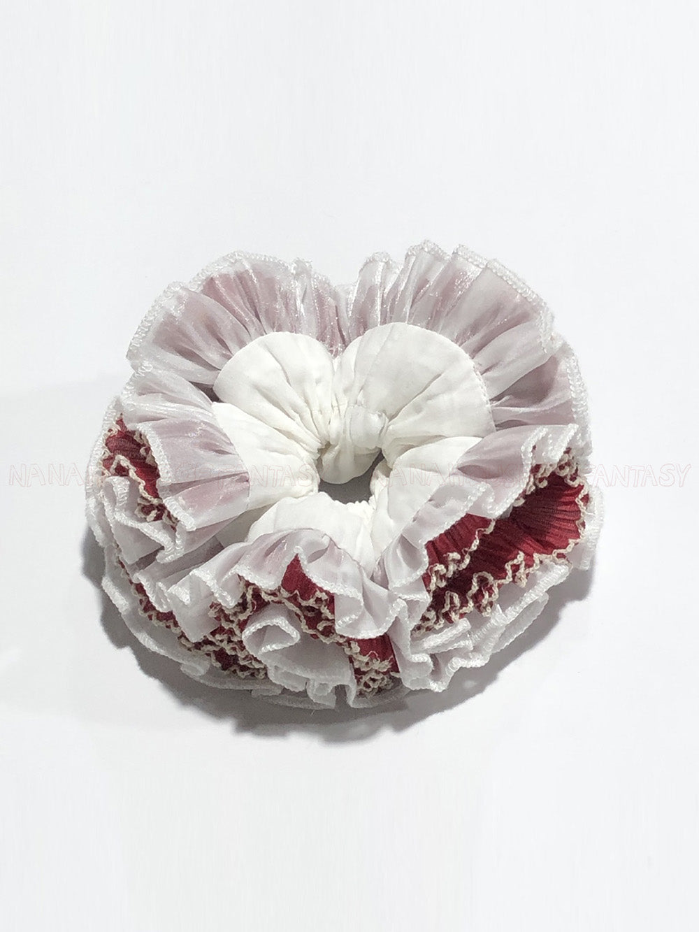French Holiday Handmade Red And White With Lace Trim
