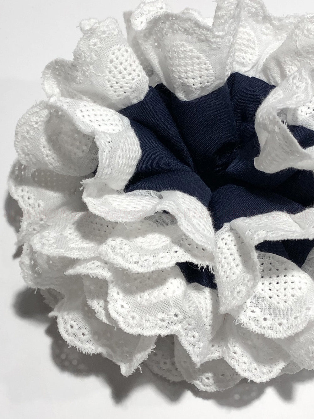 The Chilly Girl in The Library Dark Blue With White LOVE Ruffles