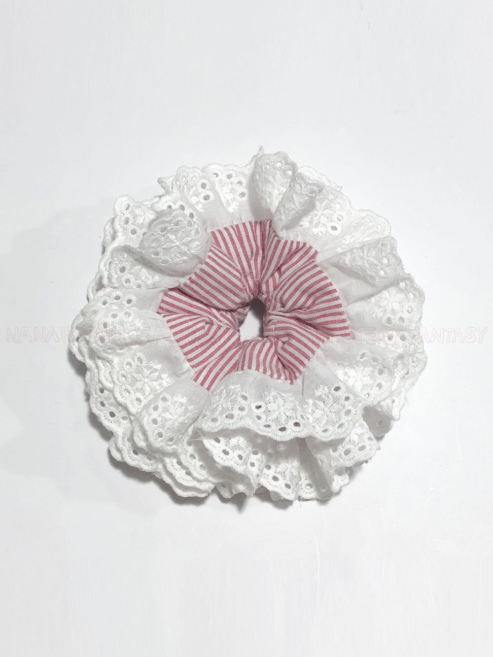 Retro Sweetheart Pink Strip With White Lace Trim
