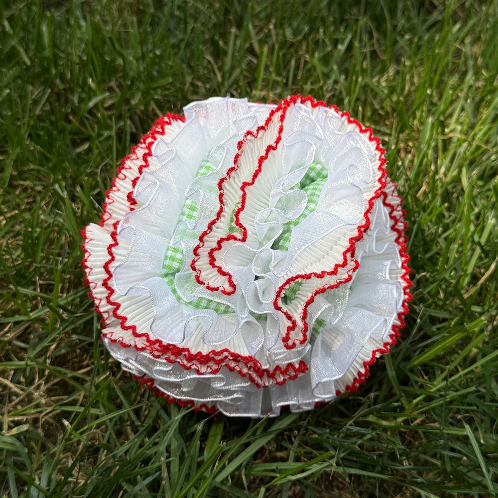 Summer Picnic Green Checkered White-Red Ruffle