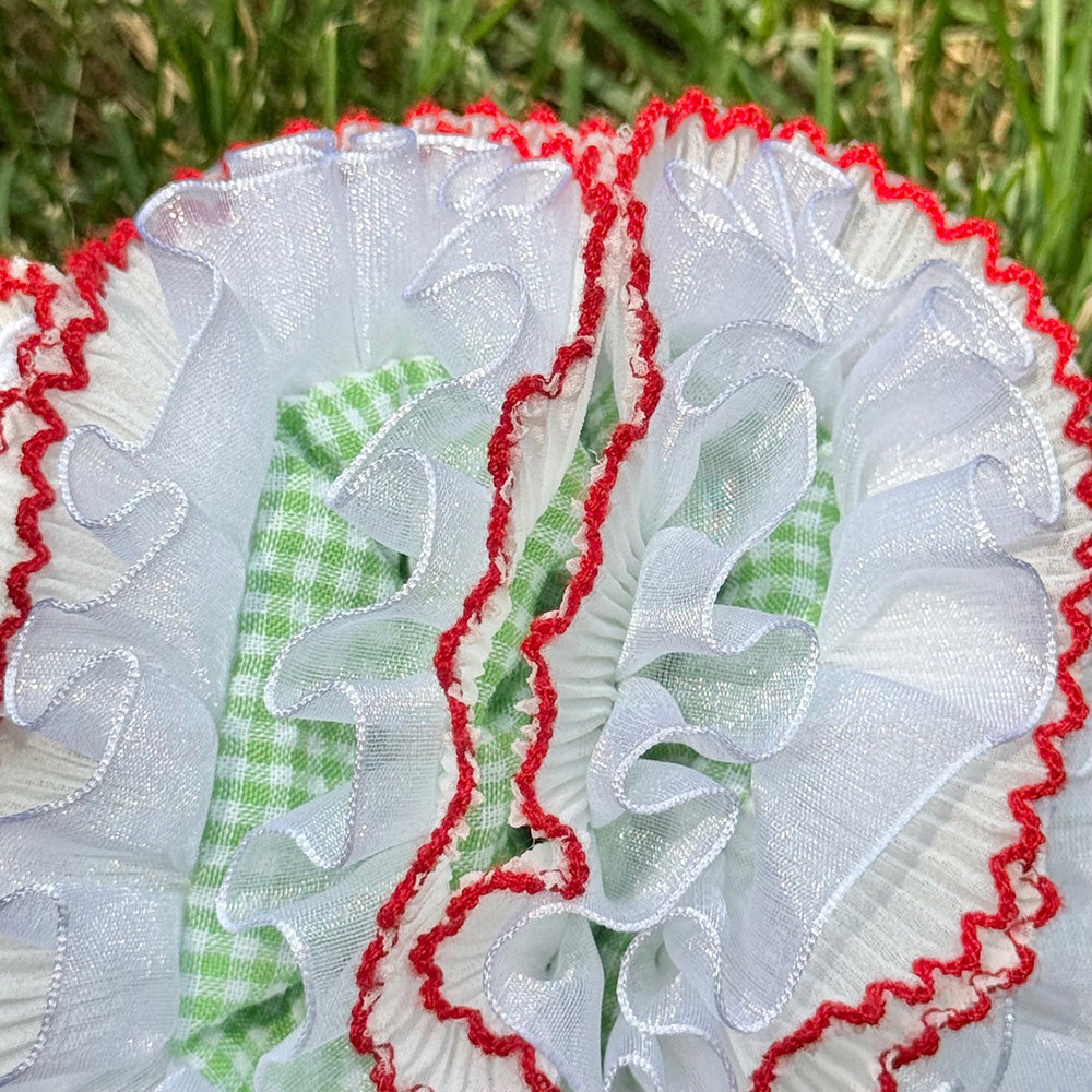 Summer Picnic Green Checkered White-Red Ruffle