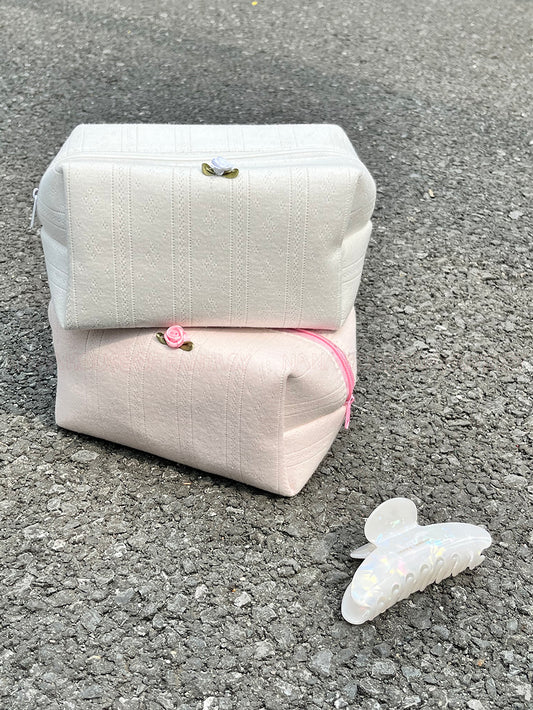 Little Rose White Makeup Bag