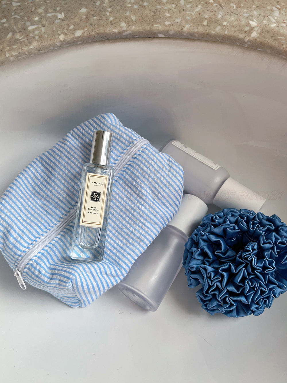 Beach Blue-White Stripe Travel Toiletry Bag
