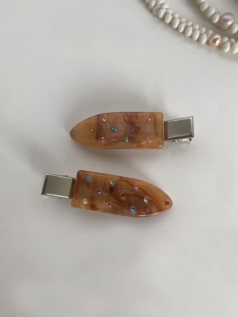 Duckbill Side Clip Colored Diamond Acetate No-Crease