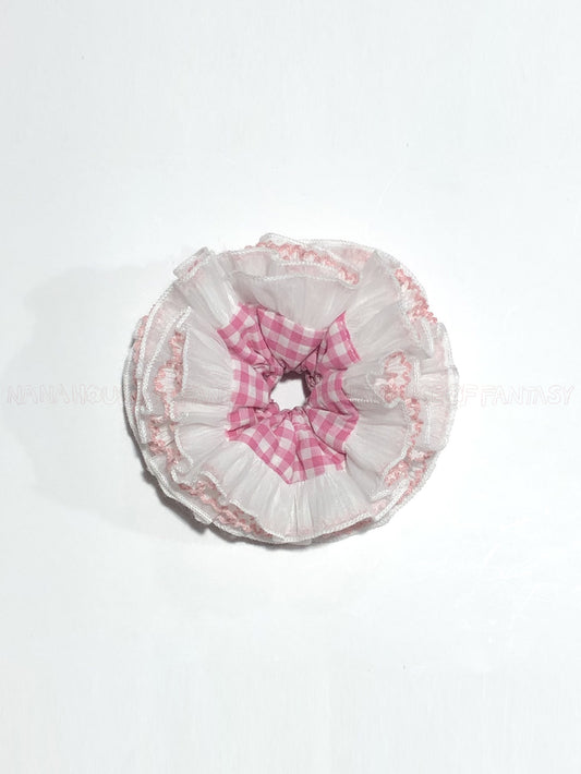 Spring Sakura Handmade Pink And White With Lace Trim Gingham