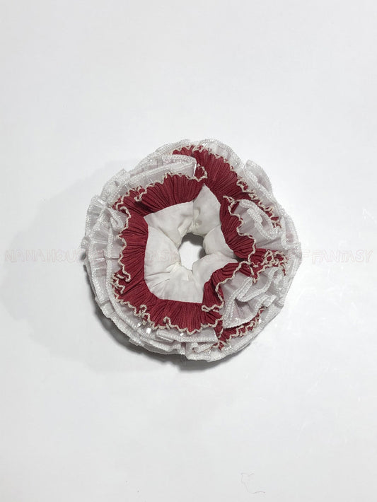 French Holiday Handmade Red And White With Lace Trim