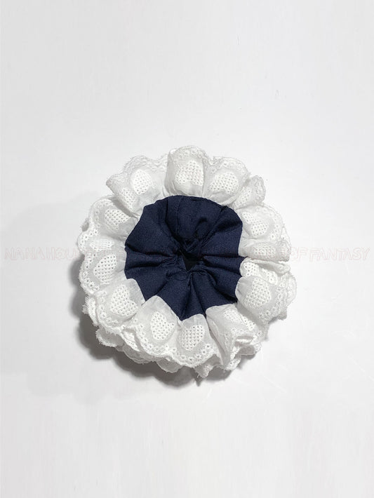 The Chilly Girl in The Library Dark Blue With White LOVE Ruffles