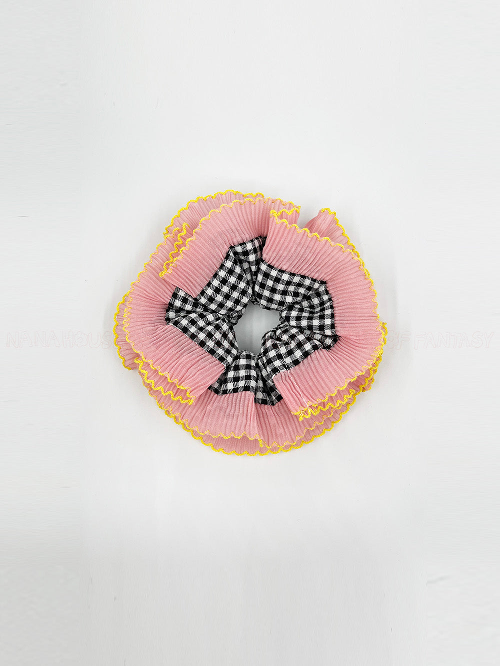 Dark Sweetheart Black Checkered With Pink Lace Trim