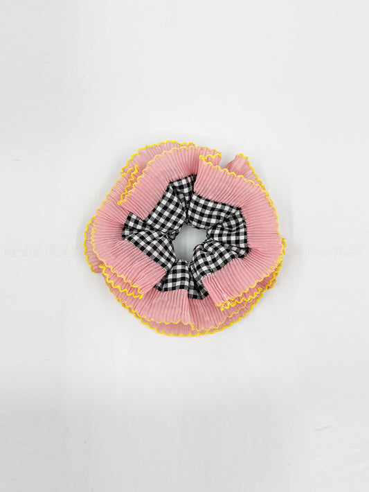Dark Sweetheart Black Checkered With Pink Lace Trim