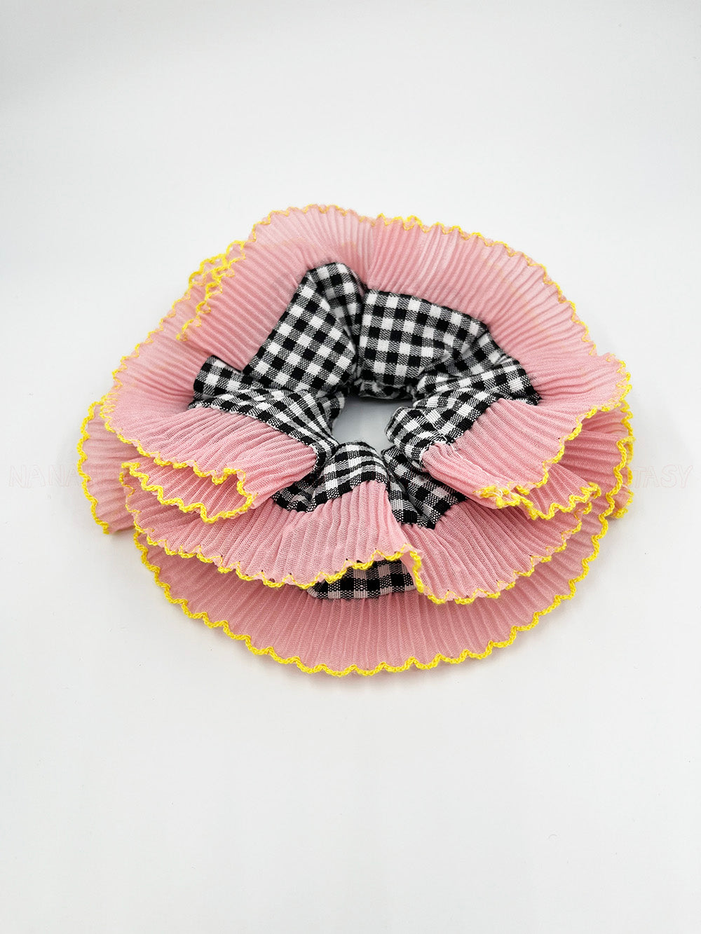 Dark Sweetheart Black Checkered With Pink Lace Trim