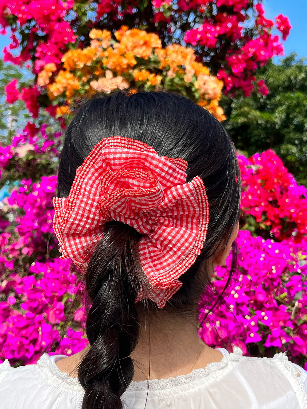 Checkered Red Big Scrunchies