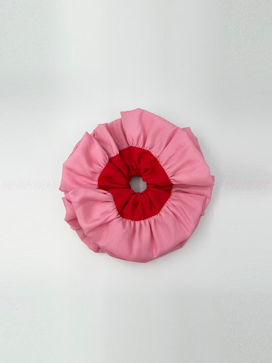 Vintage Sweetheart Pink and Red Oversized Scrunchie